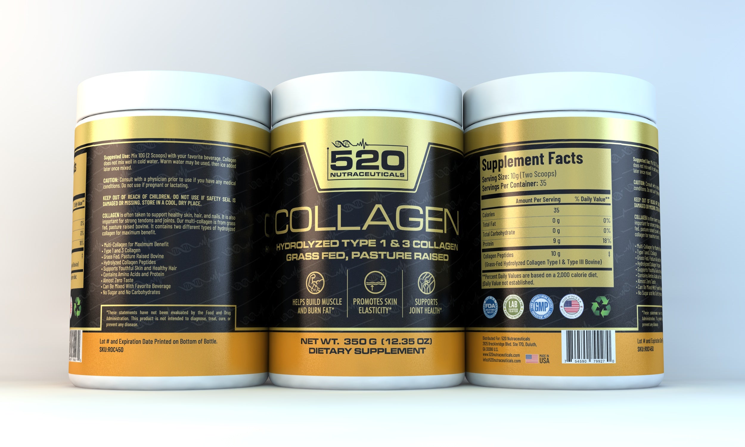 Collagen Hydrolyzed Type 1&3 Grass Fed, Pasture Raised- Powder